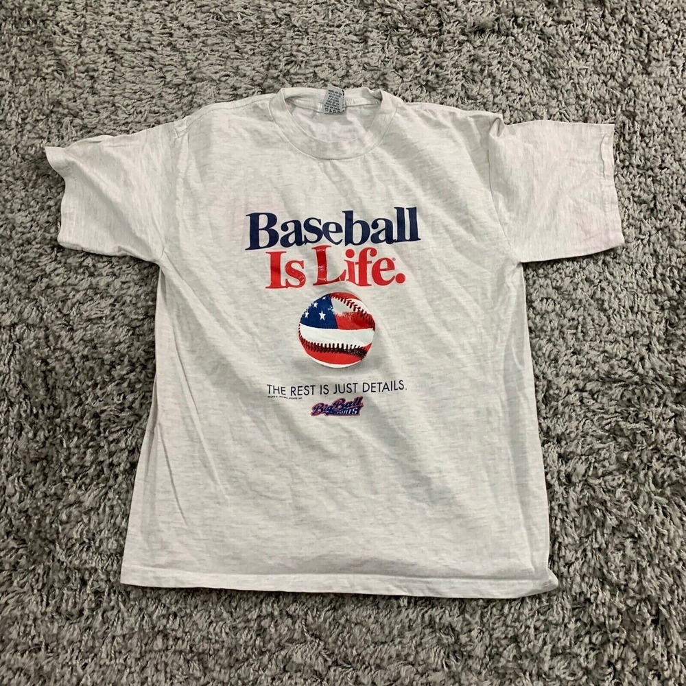 Cygnus Kids XL‎ Gray Baseball Is Life Vintage 90s Graphic T-Shirt Short Sleeve